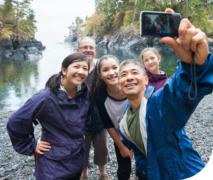 people taking a selfie with a phone